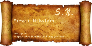 Streit Nikolett névjegykártya